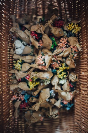 many Beautiful  bouquets on backgroundの写真素材