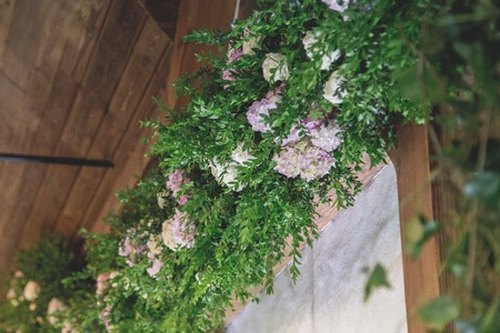 Wedding table for guests before ceremonyの写真素材