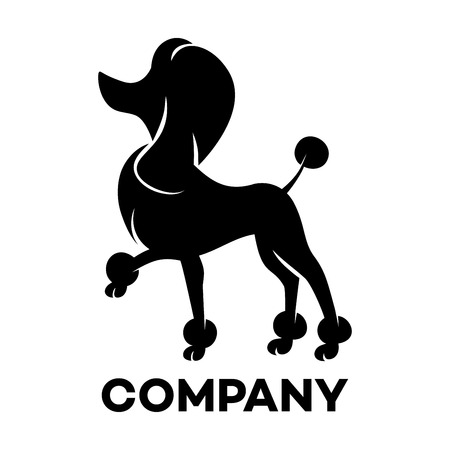 The black silhouette of the dog breed poodle iconのイラスト素材