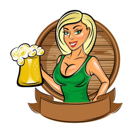 oktoberfest banner with sexy girlのイラスト素材