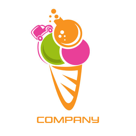 Ice cream and chemistry logoのイラスト素材