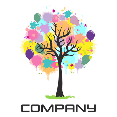 Multicolored festive  tree graphic design illustration.のイラスト素材