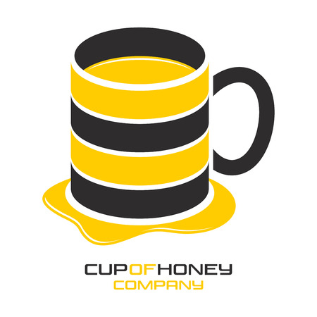 Cup with honey icon in bee stripesのイラスト素材