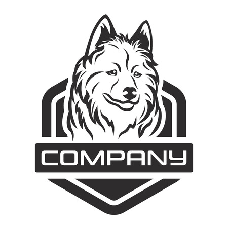 Modern wolf in the hexagon logoのイラスト素材