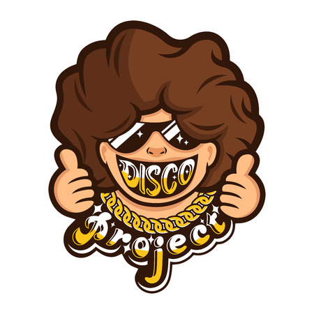 Symbol of a retro guy in the style of discoのイラスト素材