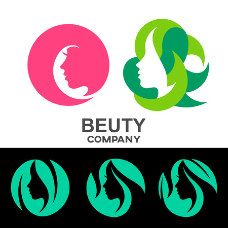 Beauty salon and beautiful female face logoのイラスト素材