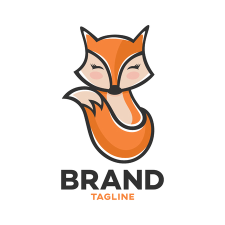 Modern logo children's hand-drawn character foxのイラスト素材