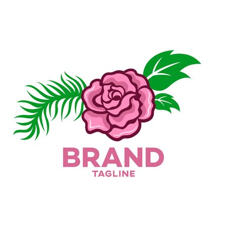 Modern beautiful rose flower logo. Vector illustration.のイラスト素材