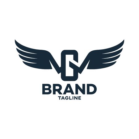 Modern letter GW or WG and logo wings. Vector illustration.のイラスト素材