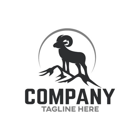 Modern mountain ram logo. Vector illustration.のイラスト素材