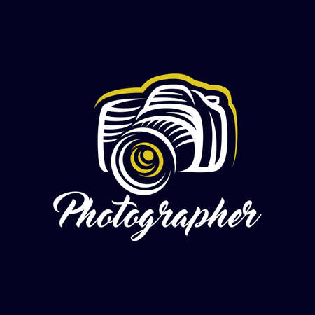 Modern photographer camera logo. Vector illustration.のイラスト素材