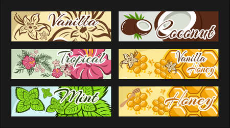 Floral horizontal banners setのイラスト素材