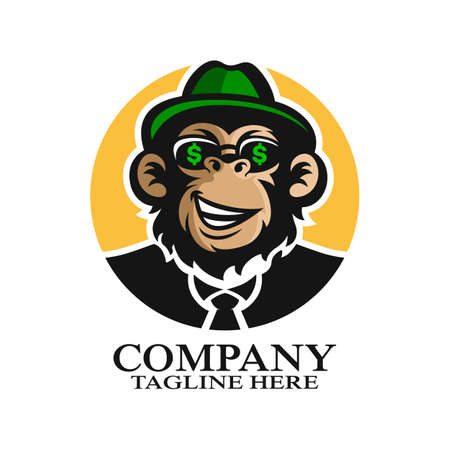 Modern ape coin logo. Vector illustrationのイラスト素材