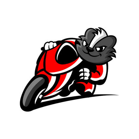 Modern badger on a motorcycle logo. Vector illustrationのイラスト素材