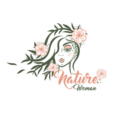 Modern beauty woman and nature logo. vector illustrationのイラスト素材