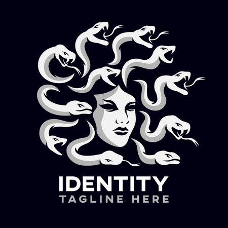 modern medusa of gorgon logoのイラスト素材