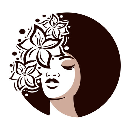 Beautiful african woman and beauty logoのイラスト素材