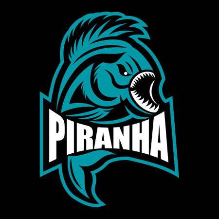Modern fish predator piranha logoのイラスト素材