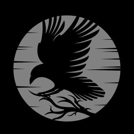 Modern silhouette black raven logoのイラスト素材