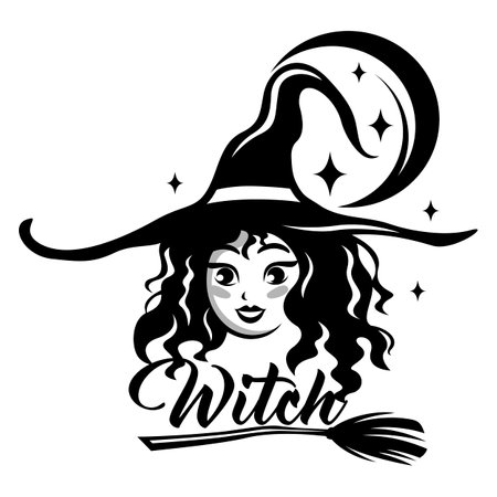Modern creative witch logo. halloweenのイラスト素材