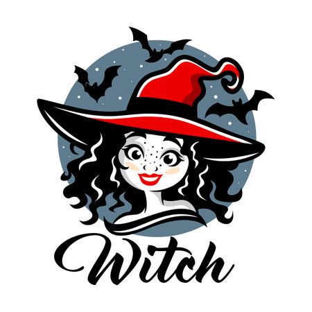 Modern creative witch logo. halloweenのイラスト素材