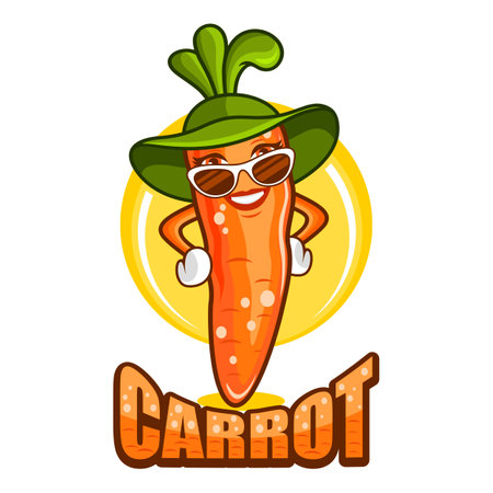 Modern vegan lady carrot logoのイラスト素材