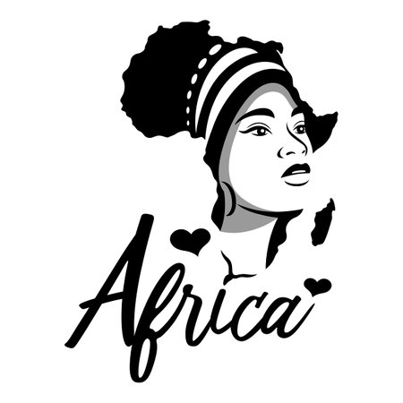 Beautiful african woman and beauty logoのイラスト素材