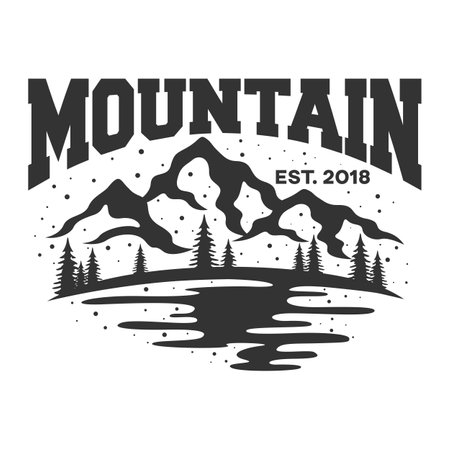 retro creative mountain logo labelのイラスト素材