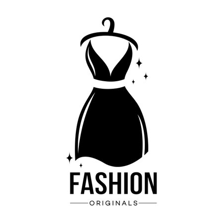 Stylish and fashionable women's dress logoのイラスト素材