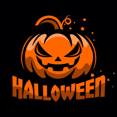 Scary cartoon Jack o lantern logoのイラスト素材