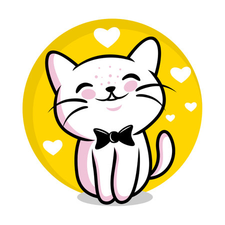 Funny cartoon smart cat logoのイラスト素材