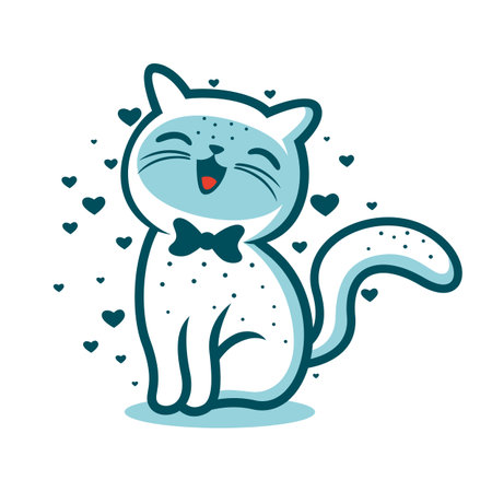 Funny cartoon smart cat logoのイラスト素材