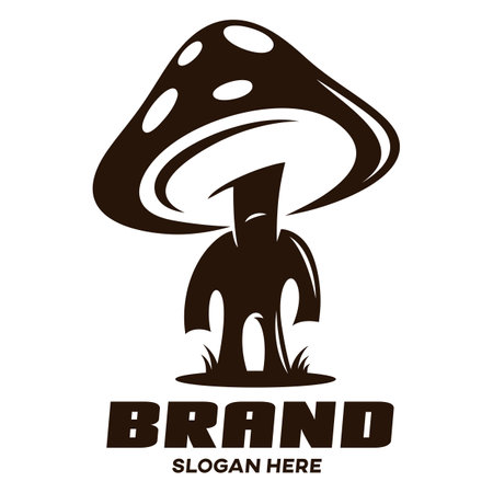 Modern man mushroom logo. Vector illustrationのイラスト素材