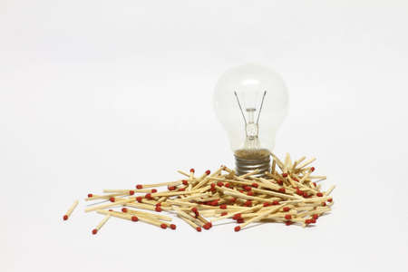 Matches with light bulbの写真素材