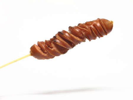 Sausage grilled on white background の写真素材