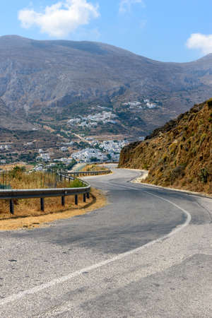 street view  of Aegiali and Lagada village in  Amorgos island  Greeceの写真素材