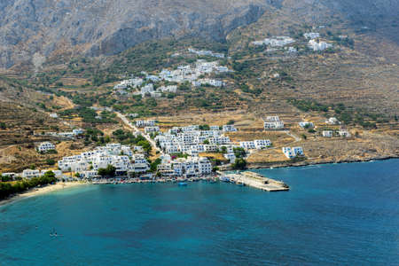 Panorama view of Aegiali and Lagada village in  Amorgos island  Greeceの写真素材