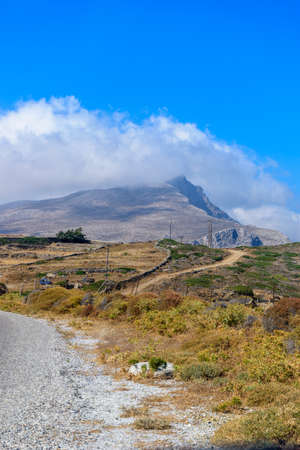 wild view of the mountains above Agia Anna beach  well known from the big blue movie  on Amorgos...