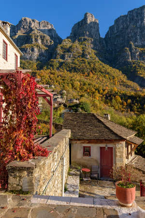 Traditional architecture  during  fall season in the picturesque village of Mikro  papigo in Epirus...