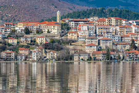 street view of Kastoria and the Lake Orestiada in north Greece.の写真素材