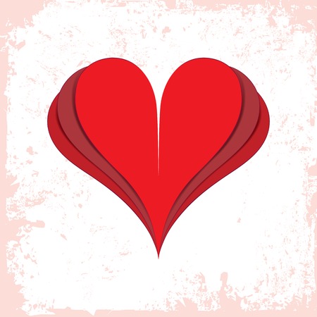 Vector love heart, paper valentine icon, romantic  Graphic design element isolated on white grunge background のイラスト素材