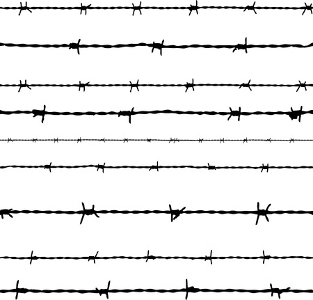 Barbed wire seamless background  Vector fence illustration isolated on white  Protection concept design のイラスト素材
