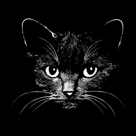 Cat head vector animal illustration for t-shirt. Sketch tattoo design.のイラスト素材