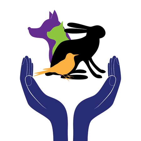 pet protection sign vector hand in people encouragement help.のイラスト素材