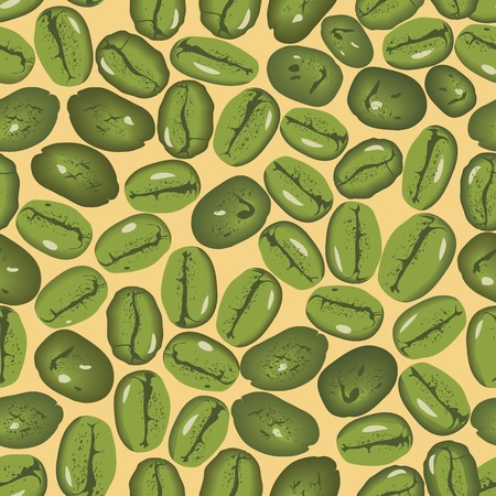 Green coffee vector seamless beans background  Vector illustrationのイラスト素材