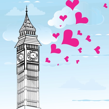 I love You London Poster Design and hearts vector illustration  のイラスト素材
