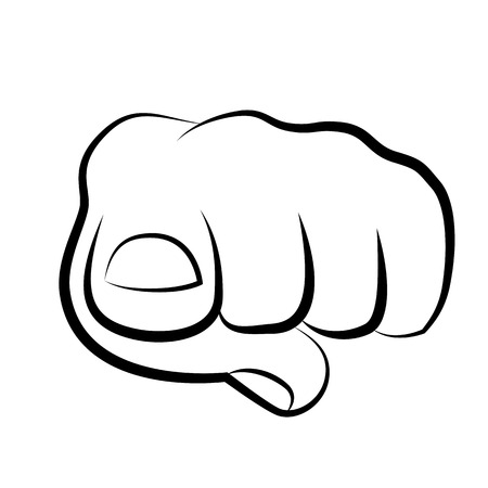 hand pointing finger at viewer, from front illustrationのイラスト素材