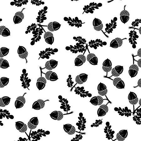 Acorns oak nut vector seamless patternのイラスト素材