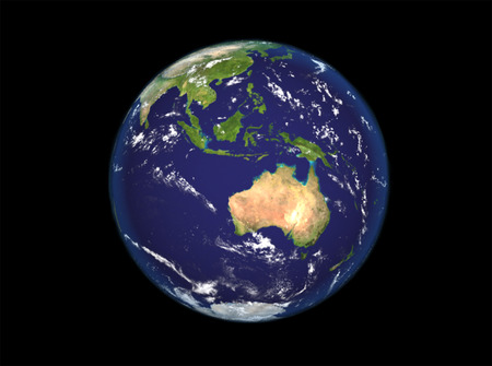 The Earth from space showing Australia and Indonesia. Extremely detailed image including elements furnished by NASA. Other orientations available.の写真素材