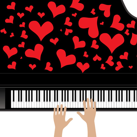 Heart love music piano playing a song for valentine day vector background.のイラスト素材